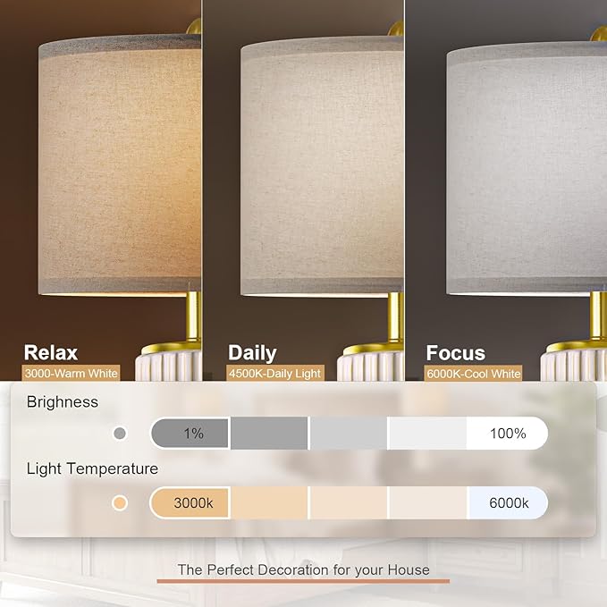 PoKat Ceramic Gold Floor Lamp with Remote, 64" Modern Floor Lamps for Living Room with Stepless Dimmable Colors Temperature, Tall Standing Lamp for Living Room Bedroom Reading, 9W Bulb Included - Bloomnest