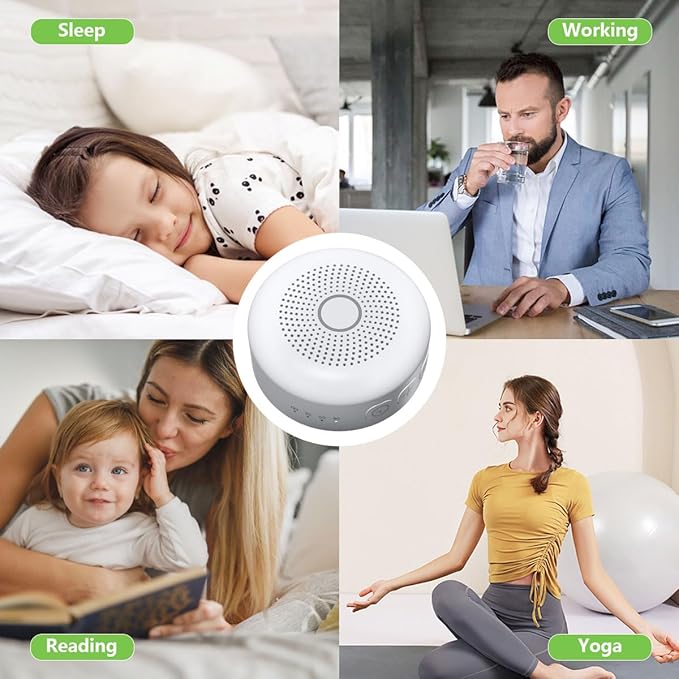 Sleepbox Portable White Noise Machine 30 Soothing Sounds Rechargeable Battery Small for Travel 32 Volume Control Noise Canceling Sleep Machine Sound Therapy for Baby Kids Adults (White) - Bloomnest