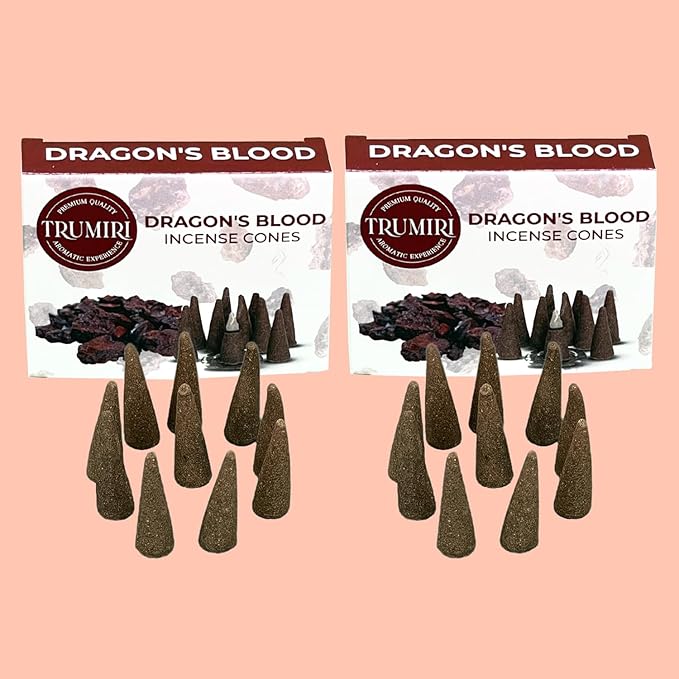 TRUMIRI Dragons Blood Incense Cones - Total 20 Cone Incense - Dual Pack of 10 Insence Cones - Incense Cones Scented - Cone Incense Scents - Insense Cones - Incent Cone TRUMIRI