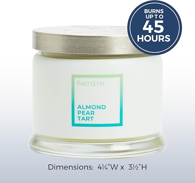 PartyLite 3-Wick Jar Candle, Highly Fragranced Clean Burning Glass Candle, 25-45 Hours Burn Time (Almond Pear Tart) - Bloomnest