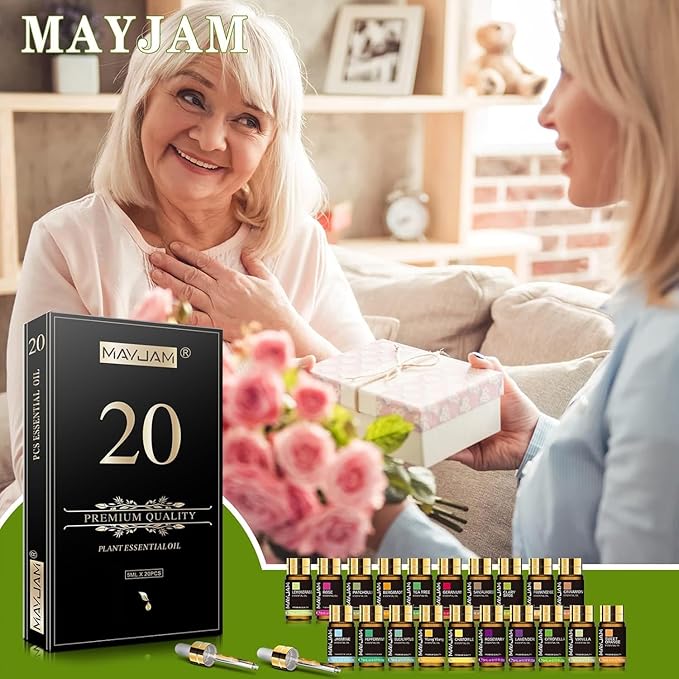 MAYJAM Tea Tree 20 Pcs Pure Essential Oil Gift Set, for Diffuser, Humidifiers, Skin Care, Massage, Fragrance Oil Scent for DIY Candle and Soap Making, Gift for Friend (5ML) - Bloomnest