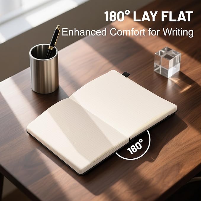 CAGIE Graph Notebook 320 Pages 100 GSM Paper Graphing Grid Journal A5 Hardcover Leather Quad Ruled Notebooks for Engineering, Math, Work, Black - Bloomnest