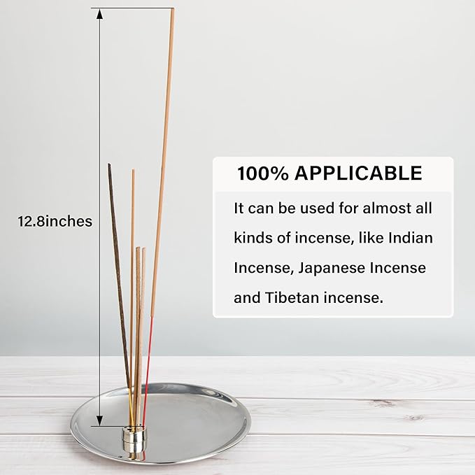 ZenBless 5 in 1 Incense Burner Holder, Palo Santo Holder, Sage Holder,Incense Sticks/Coil/Cones, 5.5 inches Brass Ash Catcher for Meditation Yoga Room(Silver) ZenBless