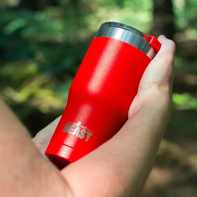 Beast 30 oz Tumbler Stainless Steel Vacuum Insulated Coffee Ice Cup Double Wall Travel Flask (Ladybug Red) - Bloomnest