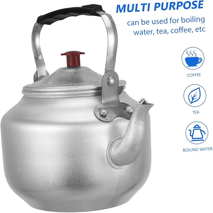 Aluminum Tea Kettle with Handle and Strainer Small Teapot for Home and Outdoor Use Polished Finish Safe Lightweight Cooking Pot for Boiling Water and Brewing Loose Leaf Tea - Bloomnest