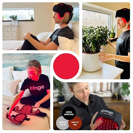 Fringe Red Light Therapy Wrap for Head & Hair, Both Red Light 660nm and Infrared Light 850nm, 360 LED Lights, Sports Recovery JoinFringe
