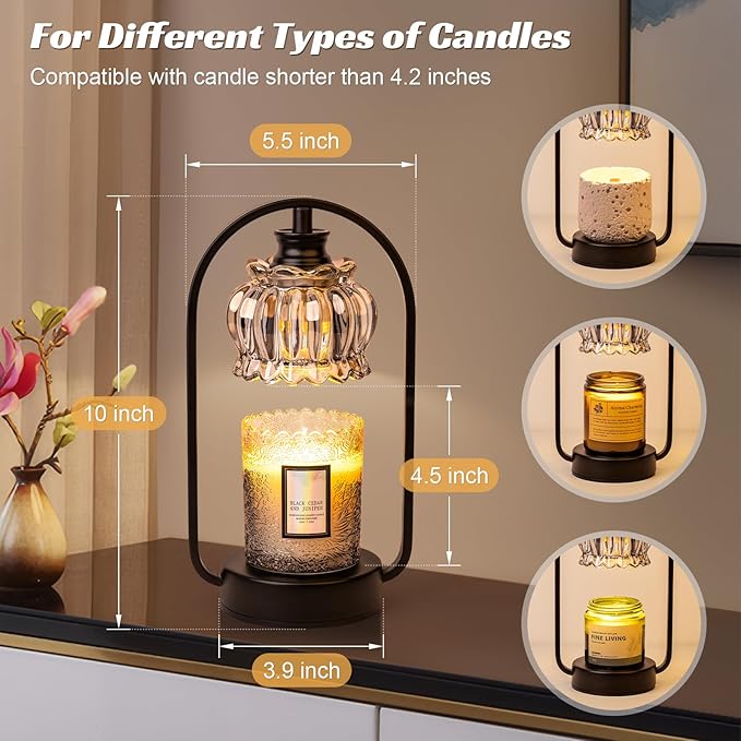 Candle Warmer Lamp, Electric Light with Timer Dimmer Clear Flower Shape Wax Melt Warmer for Birthday, Mothers Day, House Warming Gift (Includes 2 Bulbs) - Bloomnest