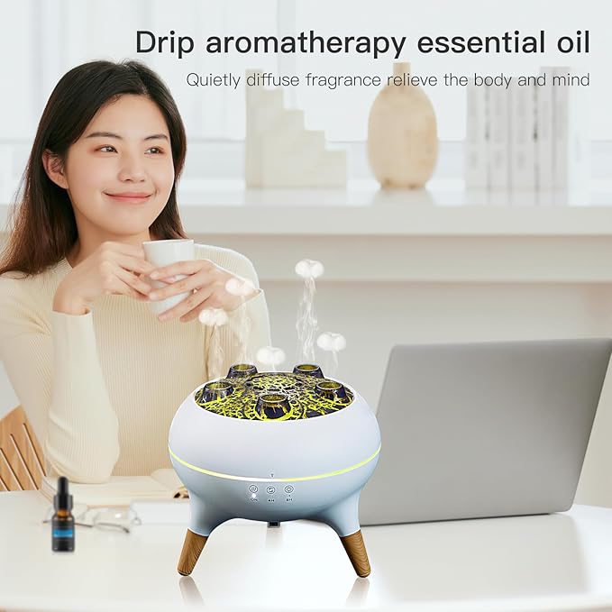 Essential Oil Diffuser 250ML,Jellyfish Diffuser Air Humidifiers Sound Pickup Ultrasonic Aromatherapy Diffuser Remote Control 7 Color Lights for Home Bedroom Office Hotel(White) - Bloomnest