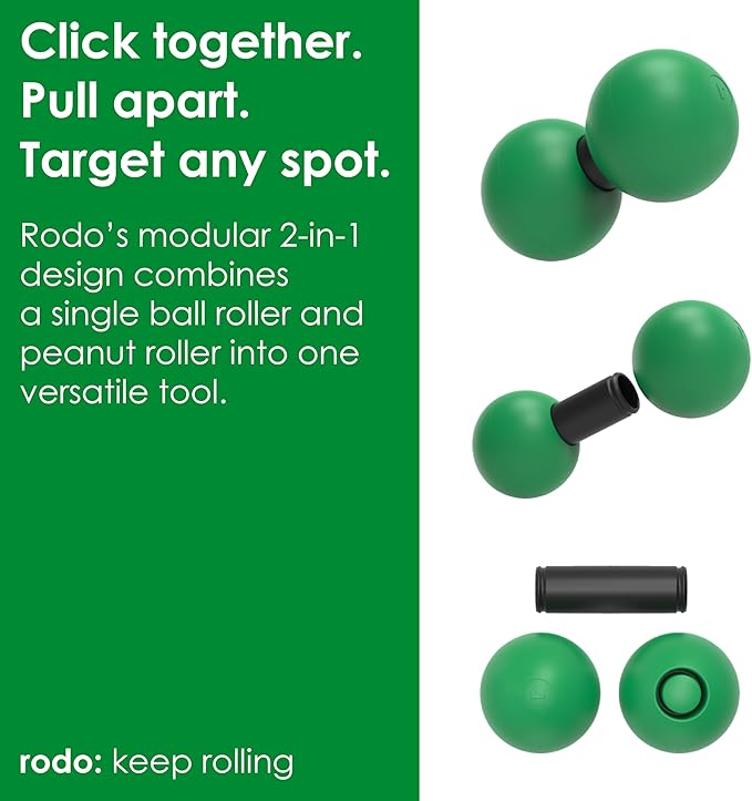 Rodo 2-in-1 Medium Peanut & Lacrosse Ball Roller | Deep Tissue Massage Tool for Fascia, Plantar Fasciitis, HIPS & Back | Mobility & Recovery Roller | Compact, Travel-Friendly, Pilates, Therapy Ready - Bloomnest