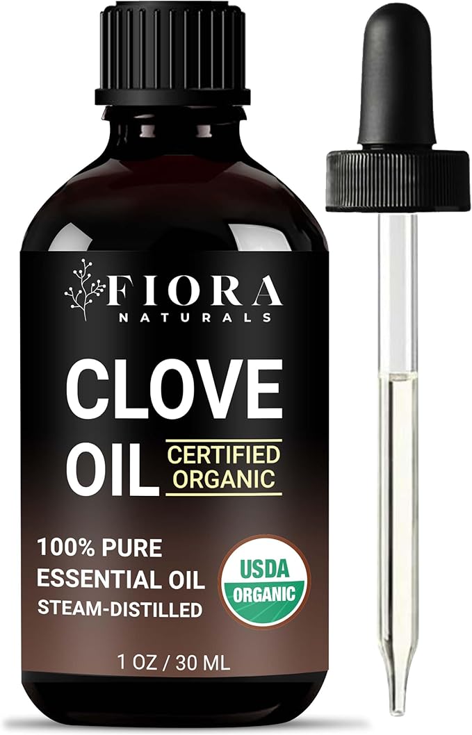 Organic Clove Essential Oil – 100% Pure, USDA Certified Clove Bud Oil for Teeth & Gums, Toothache Relief, Hair Growth & Aromatherapy – Premium Cloves Oil for DIY Wellness by Fiora Naturals - Bloomnest