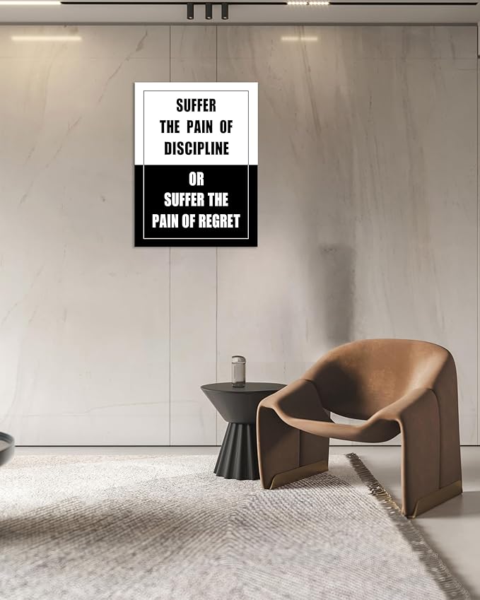 Inspirational Quotes Canvas Poster Suffer Discipline Pain or Regret Pain Motivational Wall Decor for Home School Bedroom Office Living Room Framed Ready to Hang [30" W X 40" H] - Bloomnest