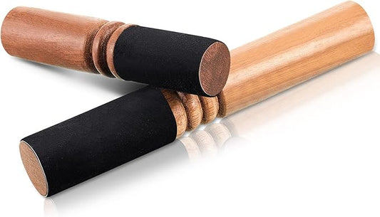 Nuanchu 2 Pieces Tibetan Singing Bowl Mallet Suede Wooden Striker Leather Wrapped Meditation Mallet Sound Bowl Stick Buddha Musical Instruments for Buddhist Meditation Yoga Chime (Black and Brown) - Bloomnest