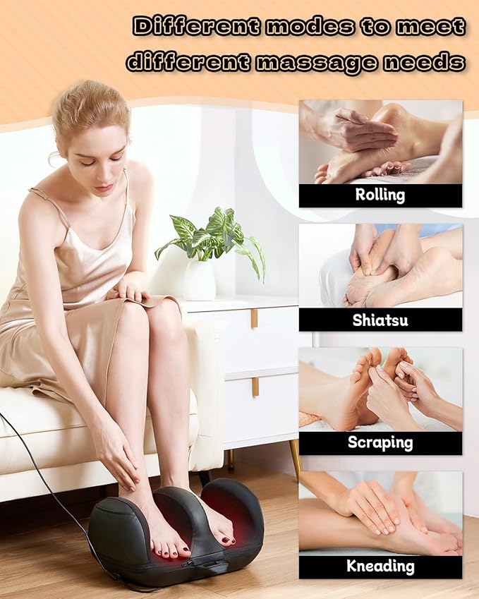 Foot Massager, Shiatsu Foot Massager with Heat, Rechargeable Calf Massager, Massage Calf, Deep Kneading Massage for Home and Office, Gifts for Women, Men, Dad, Mom - Bloomnest