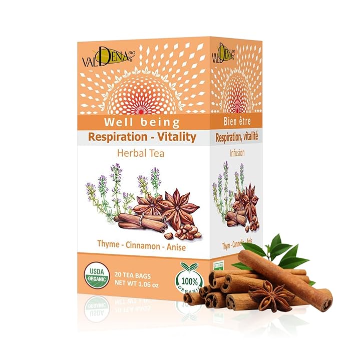 Valdena Bio Thyme, Cinnamon and Anise Tea Blend, Organic Herbal Teas for Stomach and Digestion Relief, (Pack of 3, Total of 60 Individually Wrapped Tea Bags) - Bloomnest