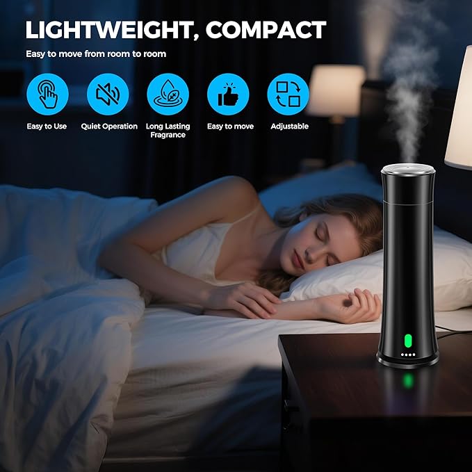 Hotel Scent Diffuser Starter Kit - 1500 Sq Ft Coverage, Hotel Scents Collection, Suitable for Waterless Diffuser Large Room, Contains Five Aromatherapy Essential Oils, Remote Control, Black - Bloomnest