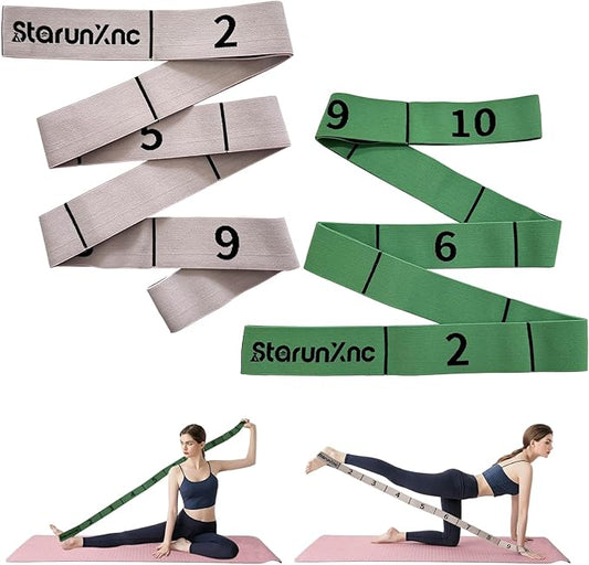 Yoga Stretch Strap with 10 Loops – Resistance Exercise Band for Flexibility Training, Dance, Gym, Pilates Equipment, Physical Therapy Bands - Bloomnest