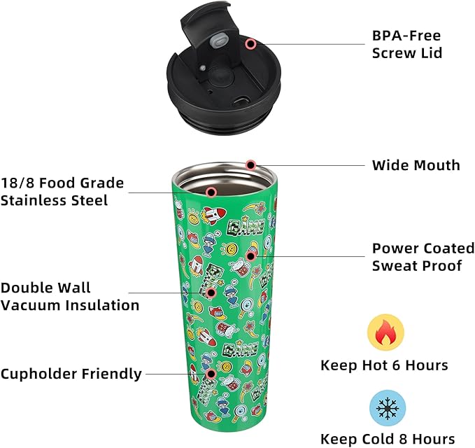 BJPKPK 30oz Stainless Steel Insulated Tumbler With lid And Straw Travel Coffee Thermal Tumblers Cup For Women And Men,Game - Bloomnest