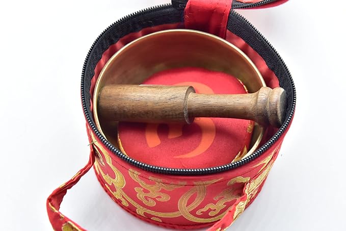 4 Inch Authentic Antique Old TibetanHand Hammered Himalayan Yoga Meditation Bowls-included Mallet, Cushions and Carry Box Handmade in Nepal - Bloomnest