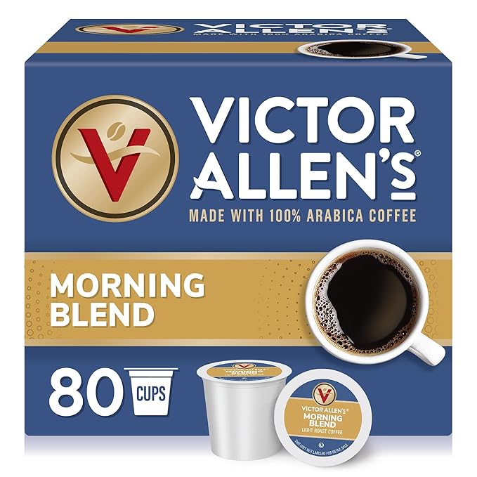 Victor Allen's Coffee Morning Blend, Light Roast, 80 Count, Single Serve Coffee Pods for Keurig K-Cup Brewers - Bloomnest
