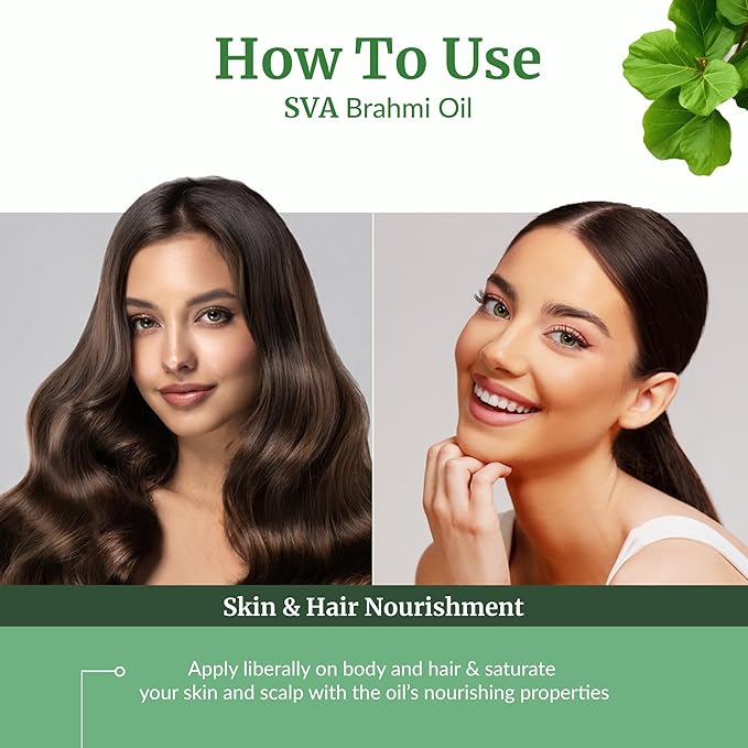 SVA Brahmi Oil Organic - 16 Fl Oz – 100% Natural Cold Pressed Organic Brahmi- for Face, Skin Care, Hair Care, Scalp Massage & Body Massage – Carrier Oil - Bloomnest