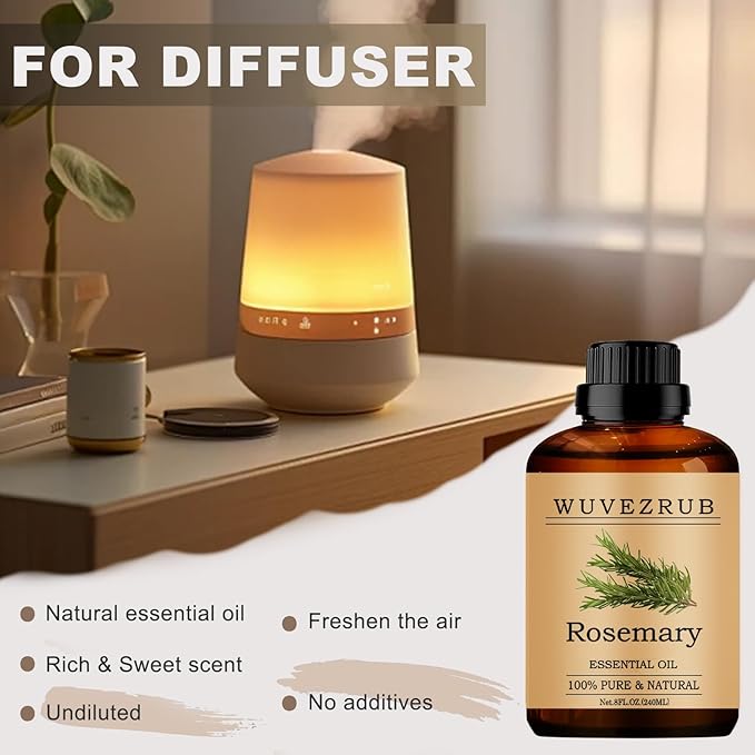 Rosemary Essential Oils, 240ML Pure and Natural Essential Oil for Aromatherapy Diffuser - Rosemary /8 Fl Oz - Bloomnest