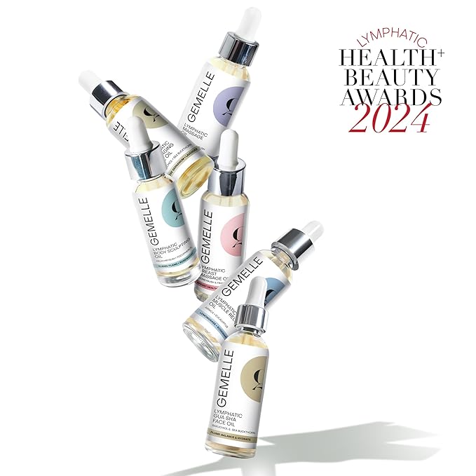 GEMELLE Lymphatic Anti-Aging Face Oil | 10x Award Winner | Vitamin C,E,A | Moisturize, Repair & Protect | Premium Natural Botanical Oil | Use with Face Massage, Lymphatic Drainage Massager - 30ml - Bloomnest