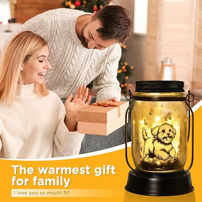 Maltese Dog Gifts for Women/Men Maltese Solar Lanterns Birthday Dog Lovers Lantern Pet Loss Dog Memorial Lights Solar Garden Decoration for Yard, Patio,Backyard,Porch Torches Light - Bloomnest