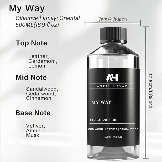 My Way 500mL Essential Oil Scent - Luxury Hotel Inspired Aromatherapy Scent Diffuser Oil - Lush Sandalwood, Warm Virginia Cedar, & Beautiful Iris - Inspired by One Hotel Miami Beach - Bloomnest