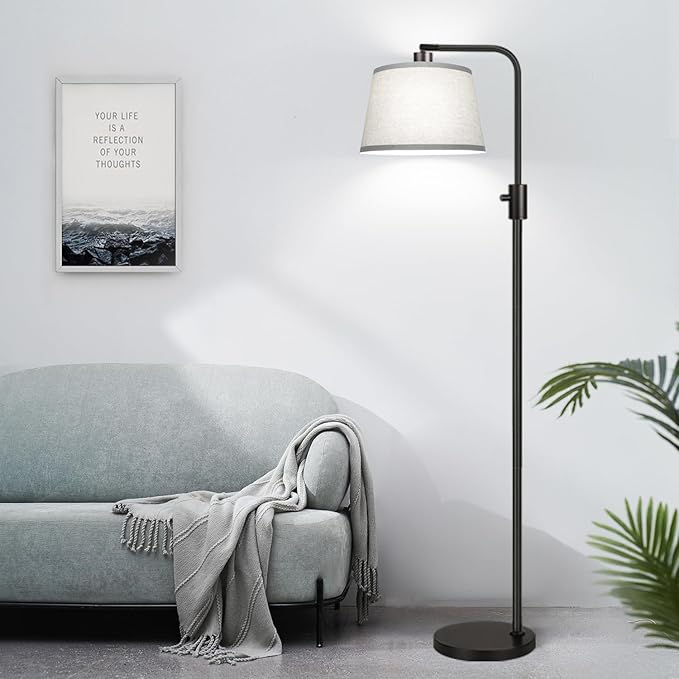 【Upgraded】 Dimmable Floor Lamp, 1000 Lumens LED Edison Bulb Included, Arc Floor Lamps for Living Room Modern Standing Lamp with Gray Shade, Tall Lamps for Living Room Bedroom Office Dining Room - Bloomnest