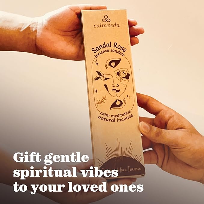 Sandal Rose Incense Sticks Natural - for Meditation Incense (40+ Sticks) Clean Charcoal Free Made from Upcycled Flowers | Sweet Woody Sandalwood for Calm Feel (Incienso De Rosas) - Bloomnest