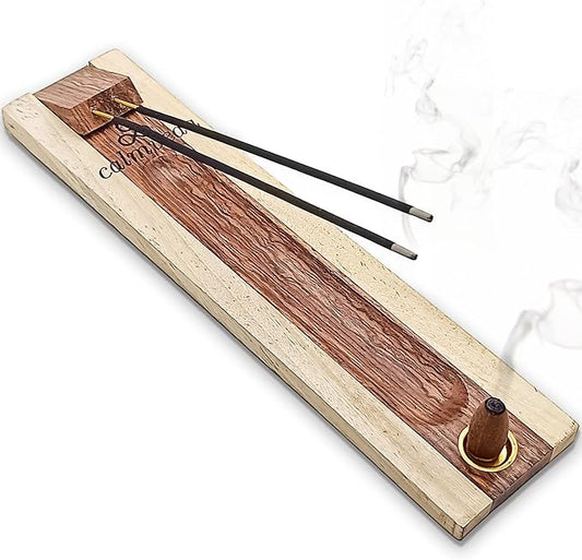 Rosewood Incense Holder for Sticks - 11 Inch Handmade Dual Incense Burners with Cone Holder | Beautiful Natural Wood Incense Stick Holder, for Meditation or Yoga Lovers