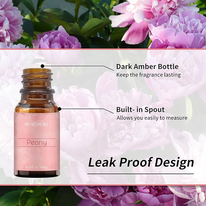 BURIBURI Peony Essential Oil Mother's Day Gifts Set for Women, 100% Pure, Undiluted, Natural Aromatherapy Peony Oils Essential 10ml for Diffuser, Soap Making Candle Making, Massage BURIBURI