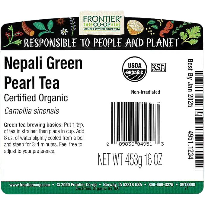 Frontier Bulk Nepali Green Pearl Tea, Organic, 1 Pound - Bloomnest