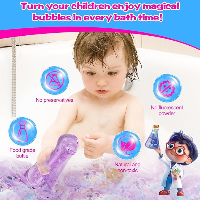 Bath Bomb Potion for Toddlers & Kids, 6-Pack Non-Toxic - Colorful Fizzy Fun - Interactive Bubble Bath Toy, Fun Science Bath Toys with a Colorful Foams & Bubbles Eruption - Bloomnest