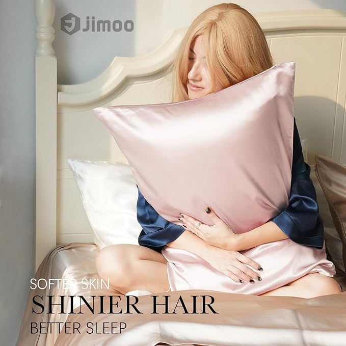 100% Mulberry Silk Pillowcase for Hair and Skin, 22 Momme Pure Natural Silk Pillow Case Both Sided with Zipper, Pillow Cover for Women Mom Men (Light Pink, Standard 20''×26'', 1 Pack) - Bloomnest