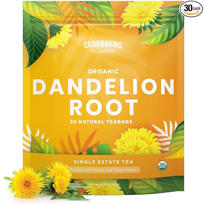 Cederberg Tea Company Organic Dandelion Root Tea — 30 Tea Bags | Organic Herbal Tea From Single Origin | Eco-Friendly Tea Bags | Non-GMO Caffeine Free Tea With Zero Sugar - Bloomnest