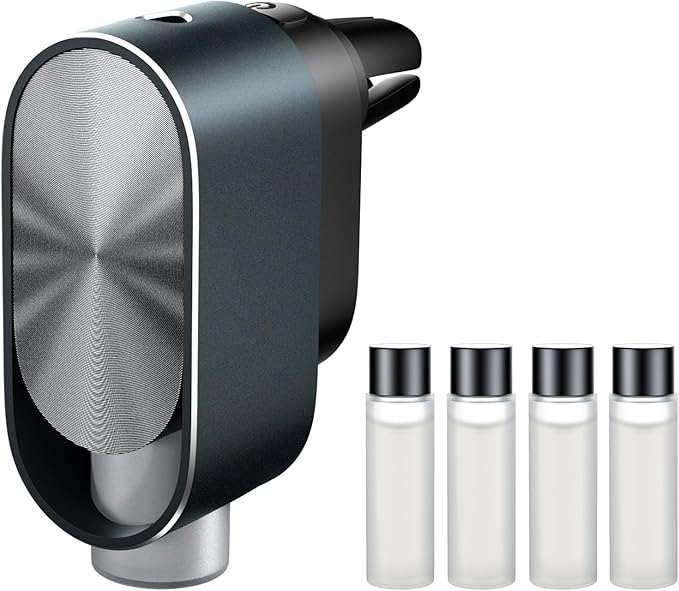 Smart Car Air Freshener Diffuser - Rechargeable Car Diffuser with 3 Modes, Ultrasonic Aroma Diffuser with 4 Essential Oils, Long-Lasting Freshener for Women and Men - Bloomnest