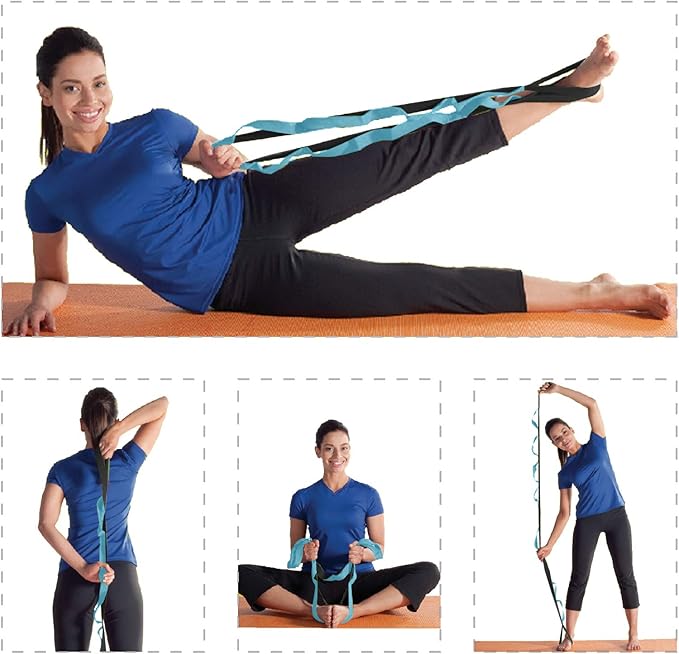 BOB AND BRAD 12 Loop Yoga Stretch Strap - Non-elastic for Stretching, Physical Therapy, Pilates, Dance, Gymnastics, and Athletic Trainers With Carry Bag - Bloomnest