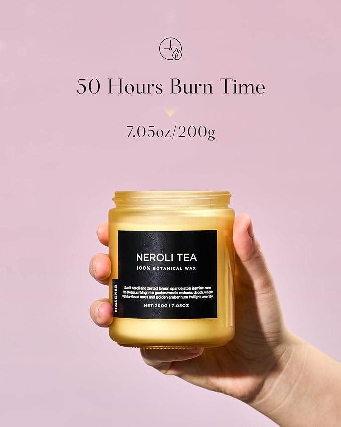 M&SENSE Neroli Tea Scented Candle, 7.05oz 50 Hours Long Lasting Burn 2 Wick Non Toxic Natural Soy Wax Candle for Women, Slow Burning Home Fragrance Gifts for Stress Relief & Relaxing - Bloomnest