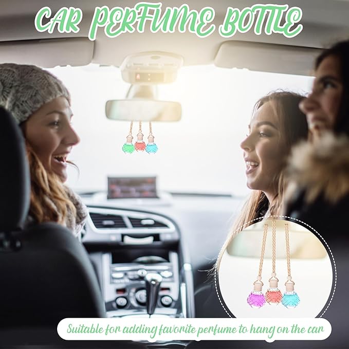 60 Pcs Hanging Car Air Freshener Car Diffuser Bottle Empty Glass Perfume Bottles Air Freshener Diffuser Bottle Pendant for Essential Oils Fragrance Aromatherapy Ornament Decor (Shell) - Bloomnest