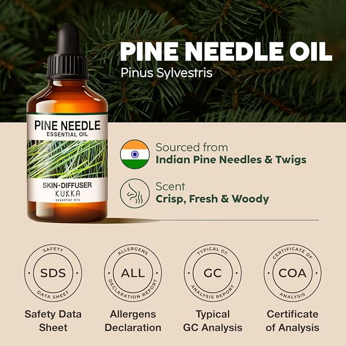 KUKKA Pine Needle Essential Oils - 4 Fl Oz - for Hair, Skin, Diffuser, Aromatherapy & DIY Soap Making Scent - Bloomnest