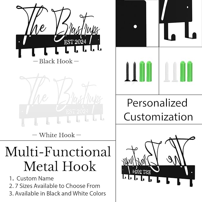 Personalized Metal Key Rack Hooks, Key Holder Wall Mounted Key Hooks, Name Theme Wall Decoration Hooks, Key Hanger Organizer for Living Room, Entryway, Bathroom, Office Decor(Above) - Bloomnest