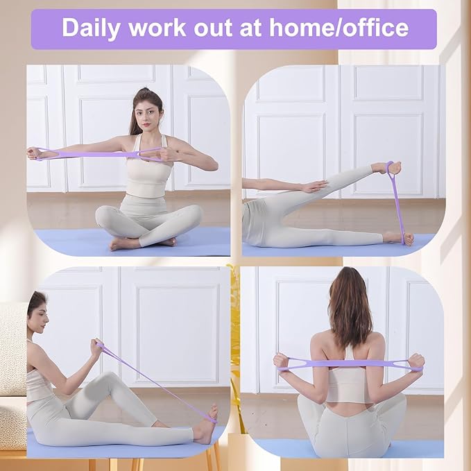 Figure 8 Resistance Band With Handles, Elastic Bands for Working Out,Arm,Back,Shoulder Training Elastic Ropes,Exercise Equipment for Yoga, Pilates,Physical Therapy Stretching（3 Pack） (Purple) - Bloomnest