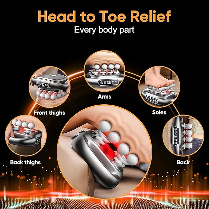 16-Drive Massage Gun Deep Tissue - 2025 Upgrade 8-Head Back Muscle Massager with 3 Modes & 30 Intensities, Portable Quiet Percussion Massager for Legs, Waist, Back, Neck, Buttocks Muscles Pain Relief - Bloomnest