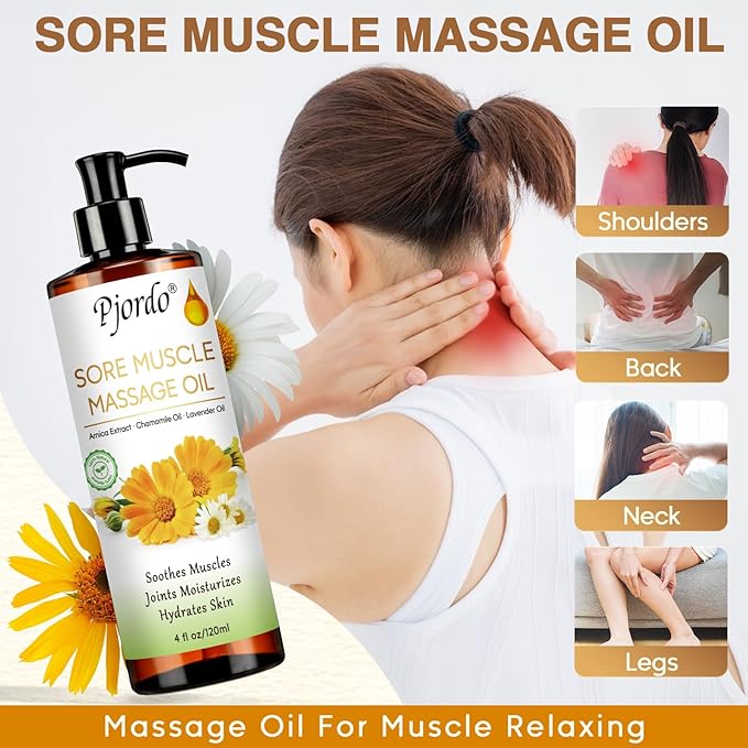 3 Pack Massage Oil for Massage Therapy, Vanilla Oil, Sore Muscle Arnica Oil, Lavender Massage Oil for Skin, Massage Roller Ball, Relaxing Massage Kit, Spa Gift Set for Him Her - Bloomnest
