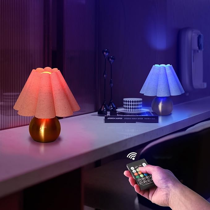 Rechargeable Crodless Small Table Lamp, Battery Operated Remote Control Gold Mini Table Lamps for Bedroom Nightstand, Cute Small Table Lamp for Small Spaces for Kitchen Counter, Bookshelf - Bloomnest