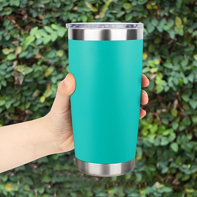 20oz Stainless Steel Tumbler with Lid, Travel Mug - Double Wall Vacuum Powder Coated Cup - Light Green, 1 Pack - Bloomnest