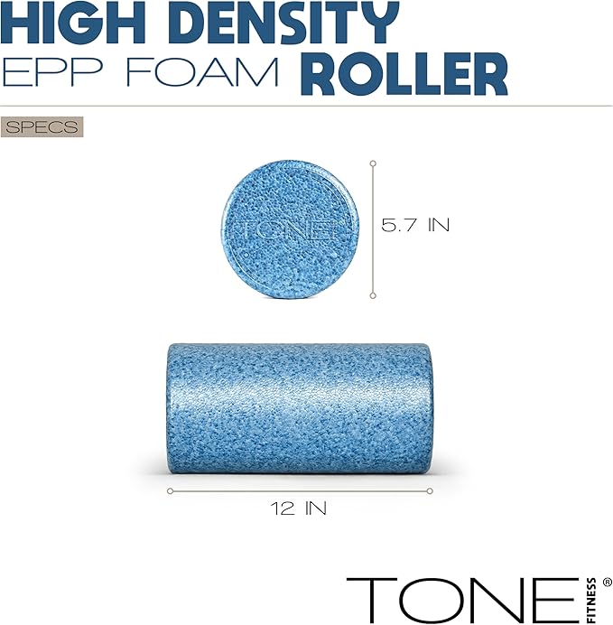 Tone Fitness High Density EPP Foam Exercise Foam Roller for Yoga, Pilates, Stretching, Massage, and Recovery | Multiple Sizes and Colors - Bloomnest