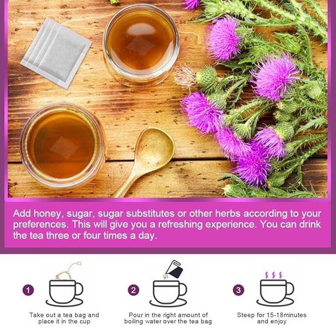 Organic Milk Thistle Tea Bags, 40 Teabags, 3g/Bag - Supports Liver Function, Liver Detox and Overall Health, Certified Free - Bloomnest