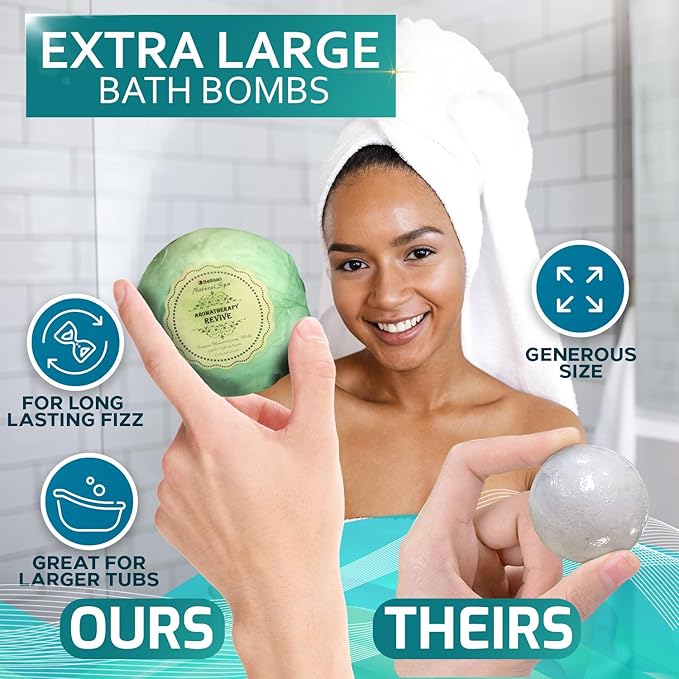 Bath Bombs Gift Set - 6 XXL Bubble Bath Fizzies (4.1 oz Each) with Natural Dead Sea Salt Cocoa and Shea Essential Oils - Best Gift Idea for Birthday, Mom, Woman, Girl, Him, Kids - Bloomnest
